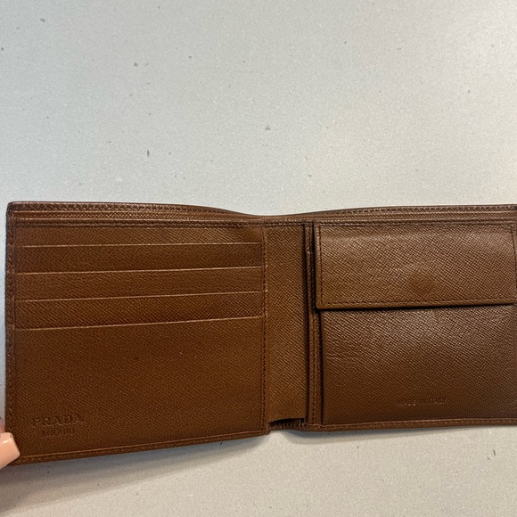 Used Prada Saffiano Leather Bifold Coin Pocket Wallet, Caffe ( Brown) - Picture 6 of 14